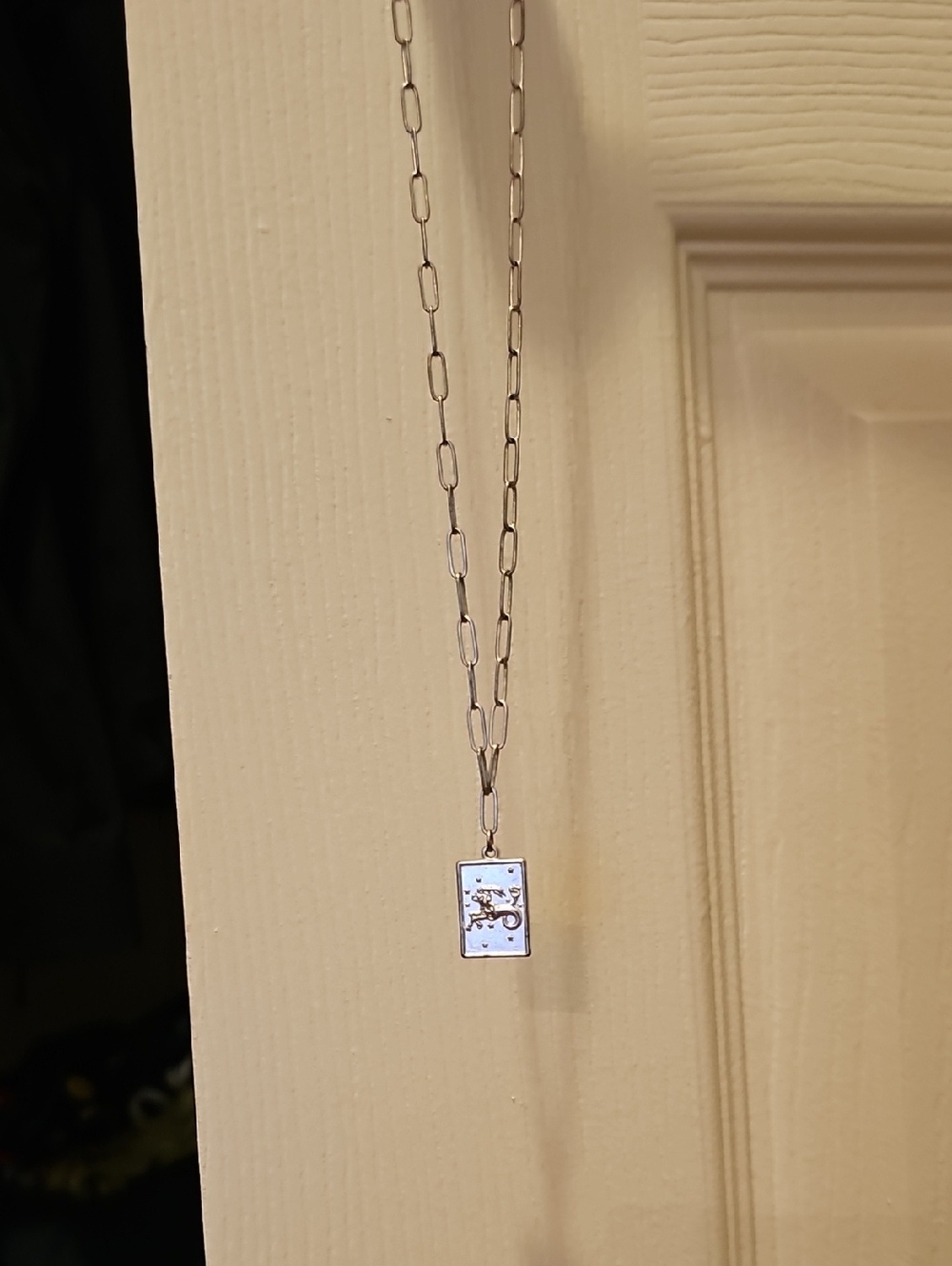 Claire's Silver Rectangular Pendant Necklace with Link Chain